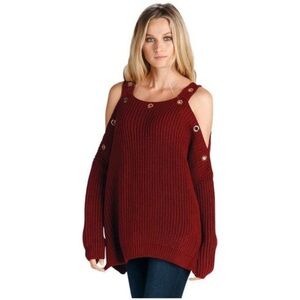 Nordstrom Elan Grommet Cold Shoulder Knit Sweater